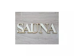 Názov SAUNA 20 cm frézovaný tlačené písmo