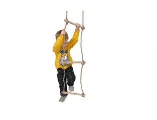 Drevené 5-priečkový lanový rebrík.  