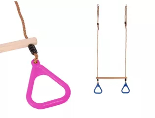 Hrazda s kruhmi - ružová  Wooden Ring trapeze